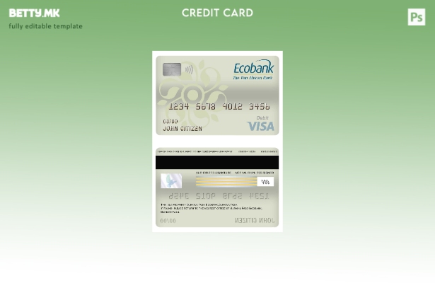 Модерен стил Шаблон за дебитна картичка за банкарска виза на Буркина Фасо Екобан